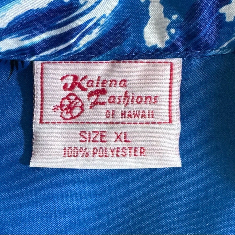 Kalena Vintage Vibrant Blue and Yellow Hawaiian Surf Button Down Shirt XL - Picture 6 of 6